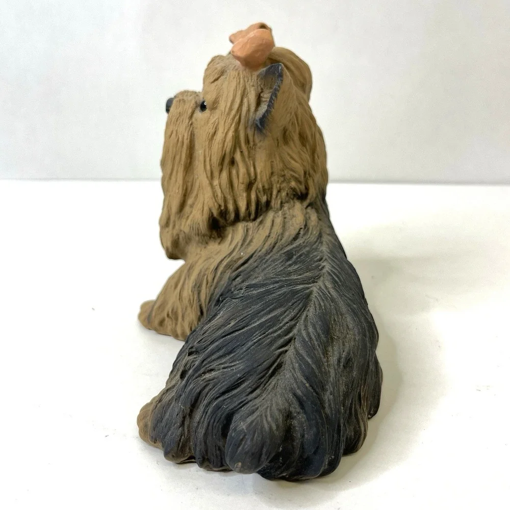 Vintage 1993 Yorkshire Terrier Homco Resin Dog Figurine Yorkie Pink Bow 8x4x6 2#